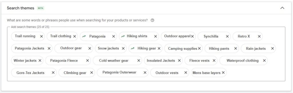 search themes selected