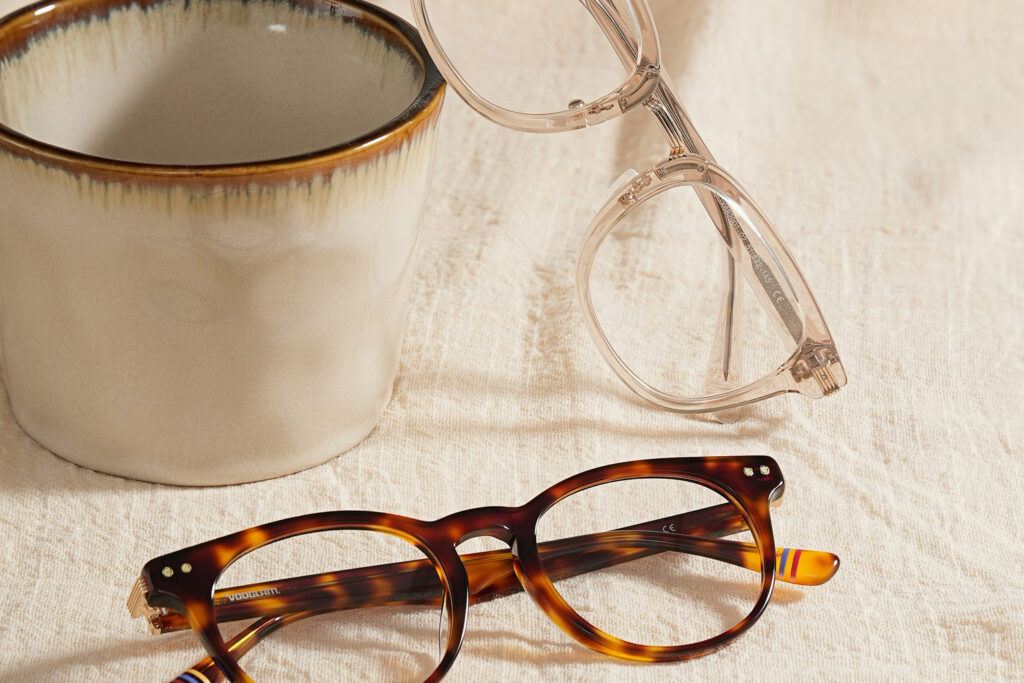 glasses and a coffee mug